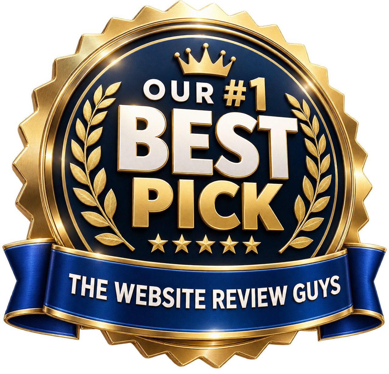 Our #1 Best Pick award seal from The Website Review Guys
